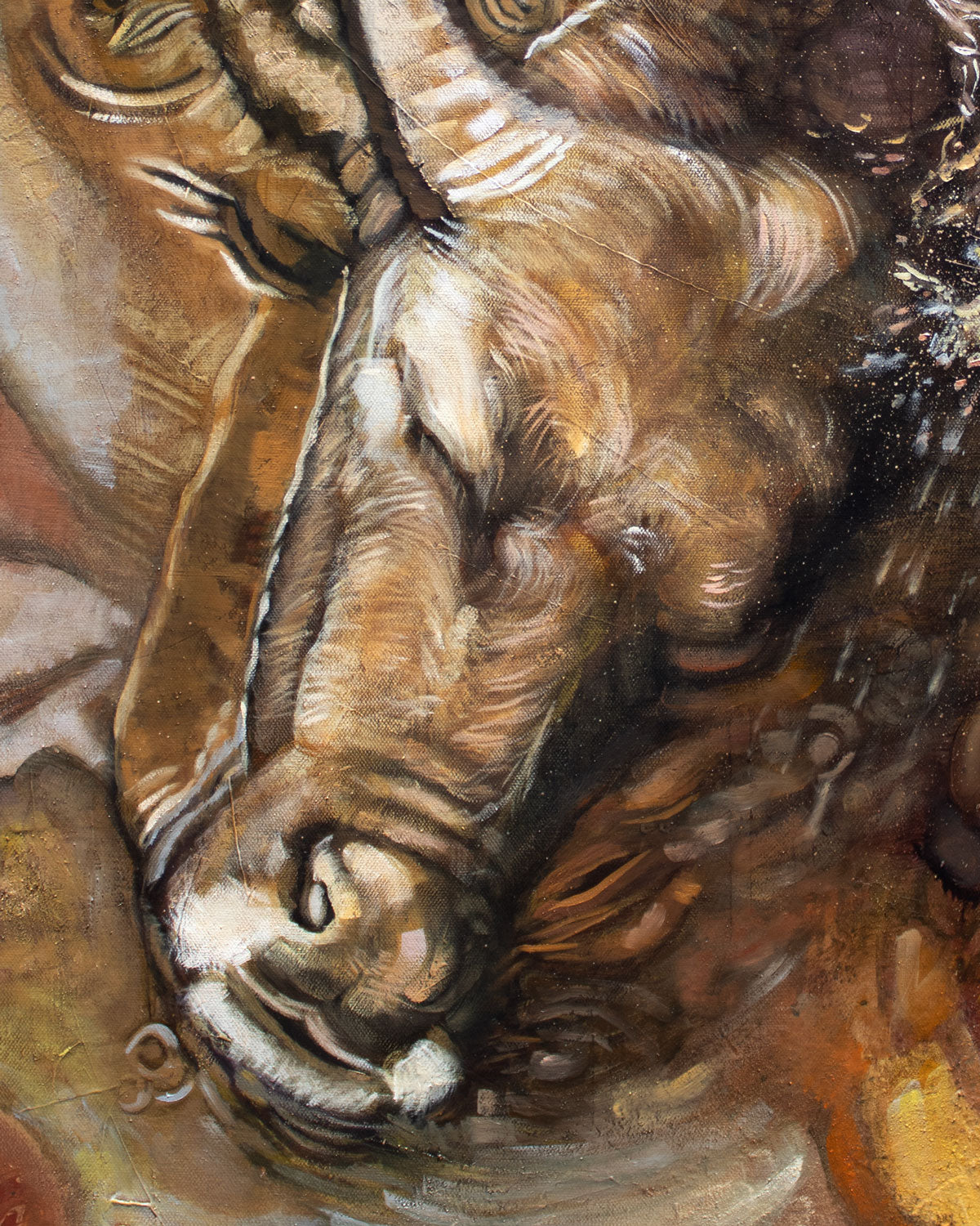 Close up detail of Flowing Grace original oil painting